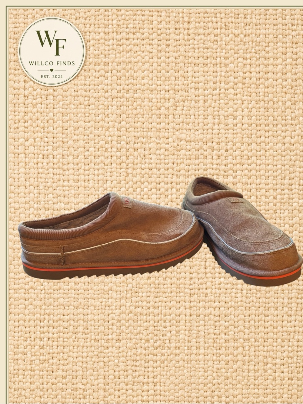 UGG Men’s Size 11 Suede Slip On Shoes Brown Orange Trim Casual Loafers/slippers